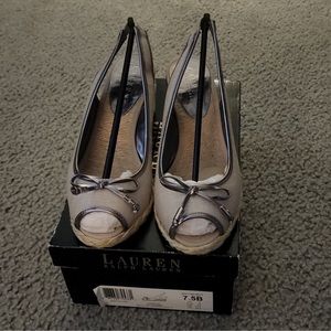 Laren - Ralph Lauren Camille Espadrille Wedge in natural color